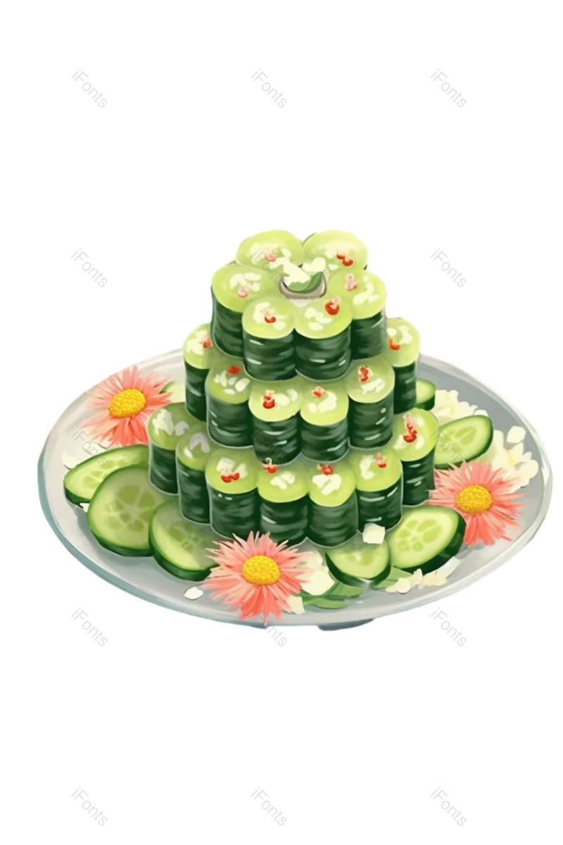 传统图片,插画元素,盘子PNG,绿色免抠素材